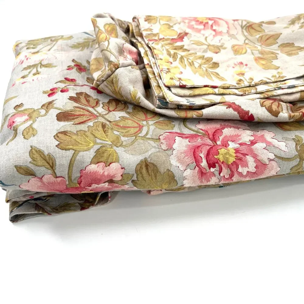 Pottery Barn linen floral birds duvet  cover Euro sham and decorative pillow